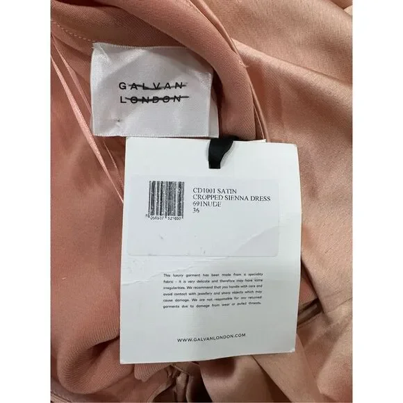 NWT GALVAN LONDON Satin halterneck midi dress US 4 $1169